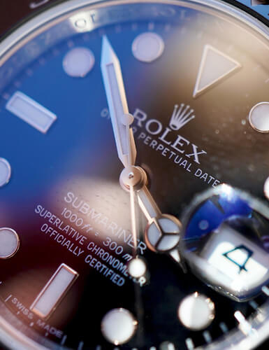 Close-up of a luxury wristwatch dial
